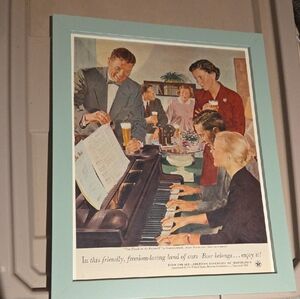 Vintage Style Home Art Print with Blue Frame